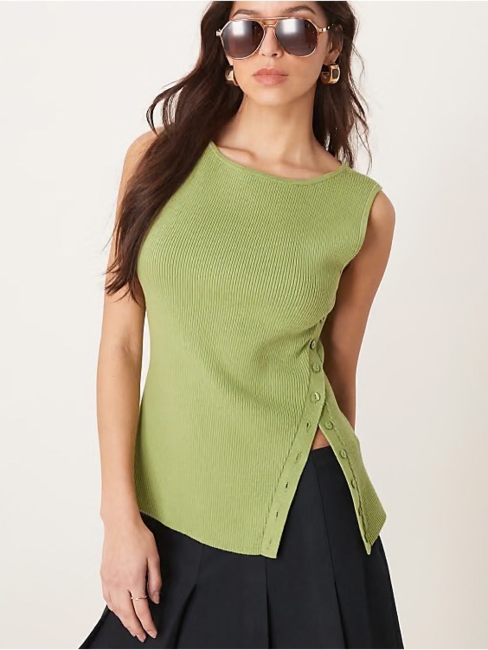Abercrombie & Fitch Asymmetric Button Sweater Tank